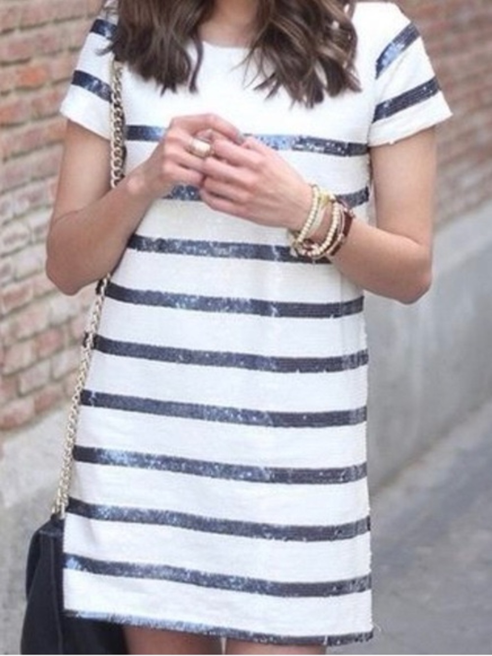 Zara Trafaluc Sequined Stripe Mini Dress